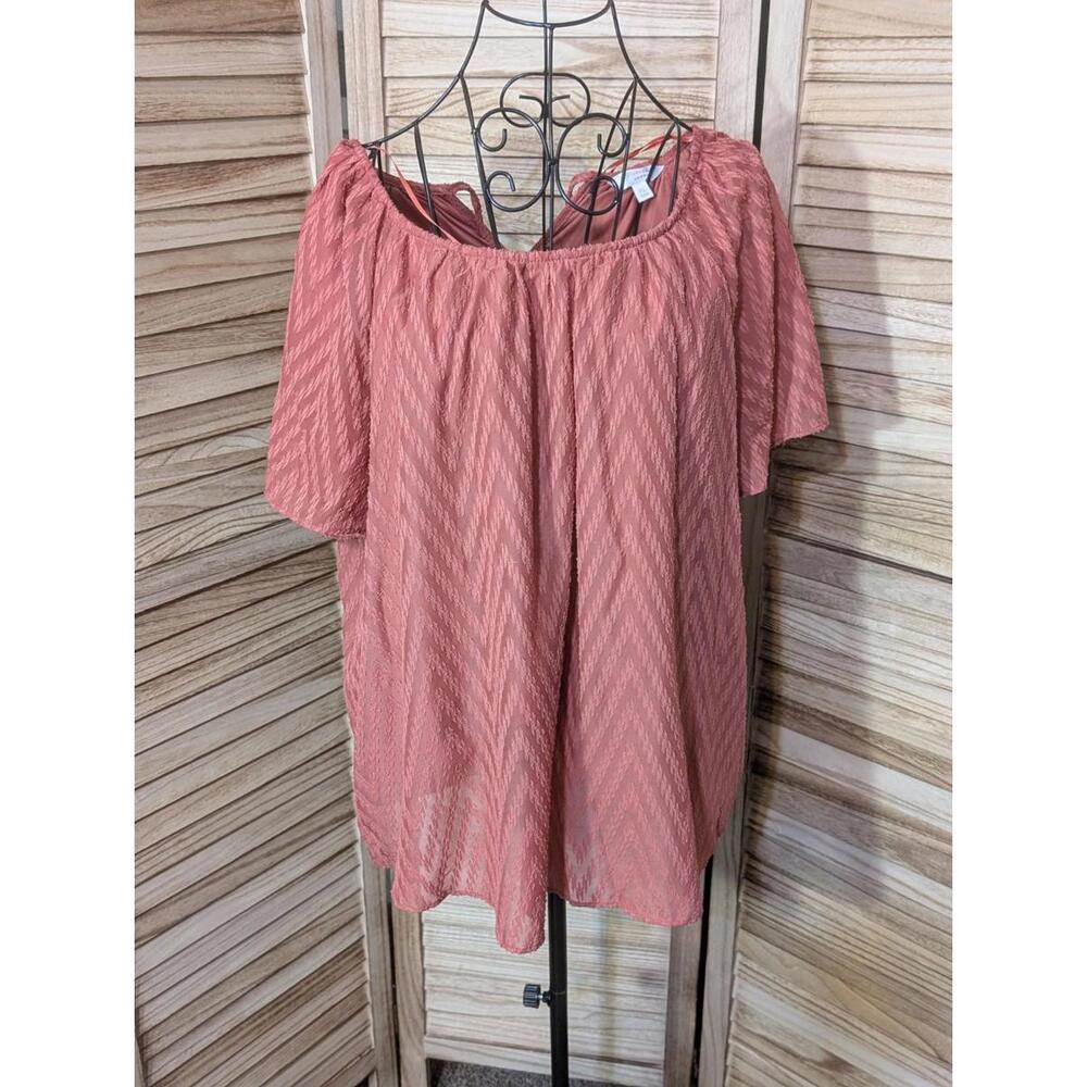 Lauren Conrad Square Neck Flower Sheer Tunic XL Pink